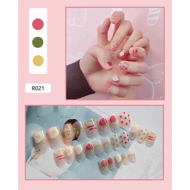 Set 24 nail móng tay hoạ tiết xinh xắn