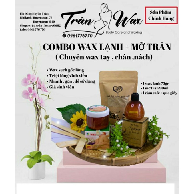 combo wax lạnh tay , chân , nách kèm Mỡ trăn nguyên chất 100%