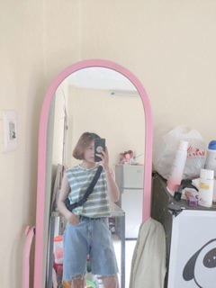 Áo TANKTOP kẻ dáng ngắn( kèm ảnh thật)