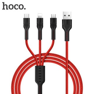 Cáp sạc hoco u31 - 3in1 - 3 đầu - dây dù - siêu bền - chính hãng.