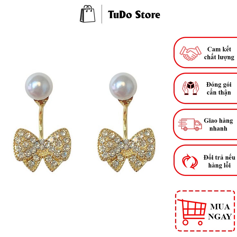 Khuyên tai, bông tai nữ Hàn quốc mạ bạc 925 hình nơ phong cách sang trọng HT11