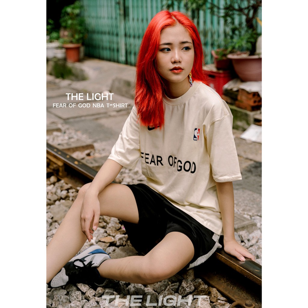 Áo thun tay lỡ FEAR OF GOD FOG x NBA warm up t-shirt phông Unisex nam nữ Premium Cotton oversize form rộng