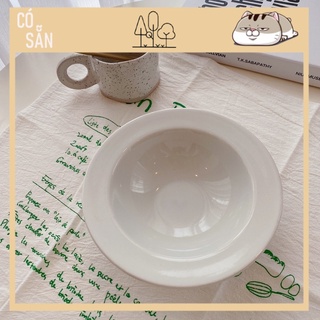 Tô miệng xoè màu trắng kem phong cách Hàn Quốc