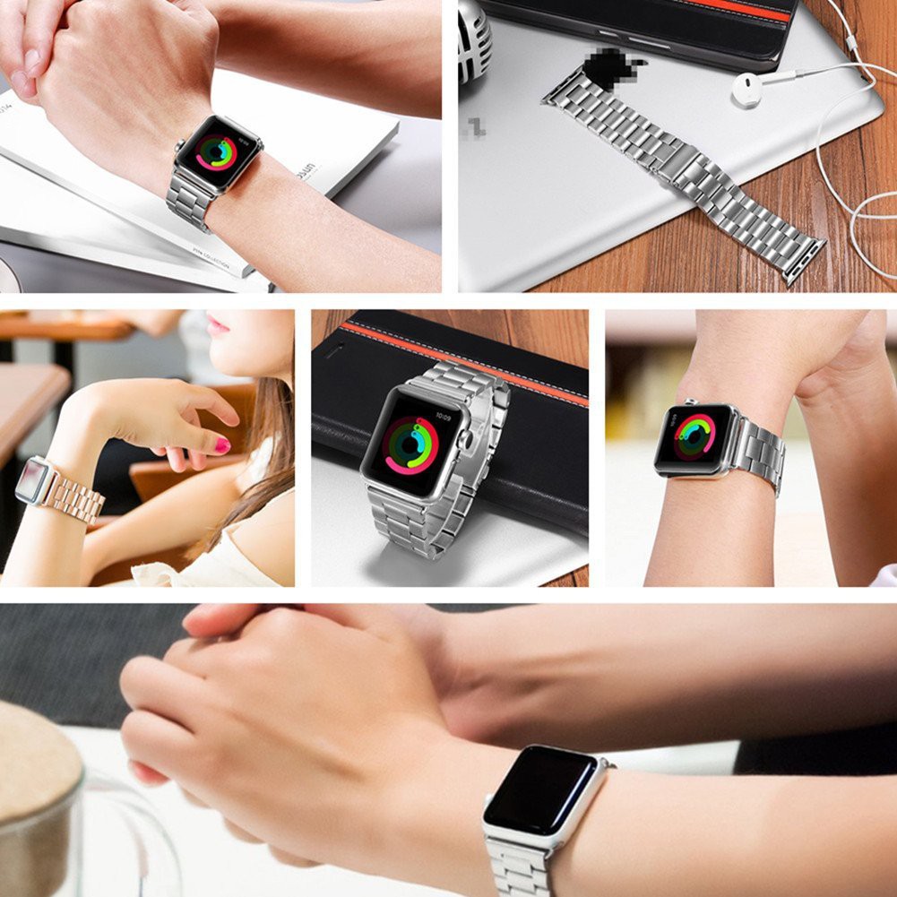 Dây đeo thay thế chất liệu thép không gỉ kiểu dáng cổ điển cho Apple Watch 1 2 3 4 5 6 SE