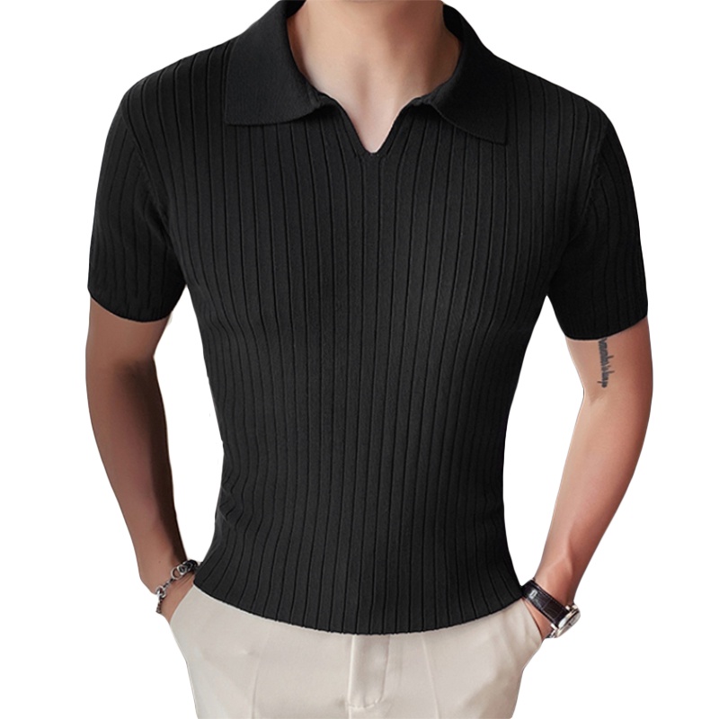 Áo thun polo INCERUN dệt kim ngắn tay thời trang mùa hè cho nam