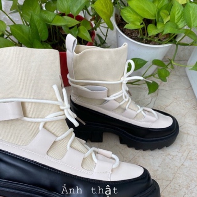 Giày boot cao cổ đế dày phong cách chiến binh cực chất thời trang 2021 (SẴN TRẮNG 35)