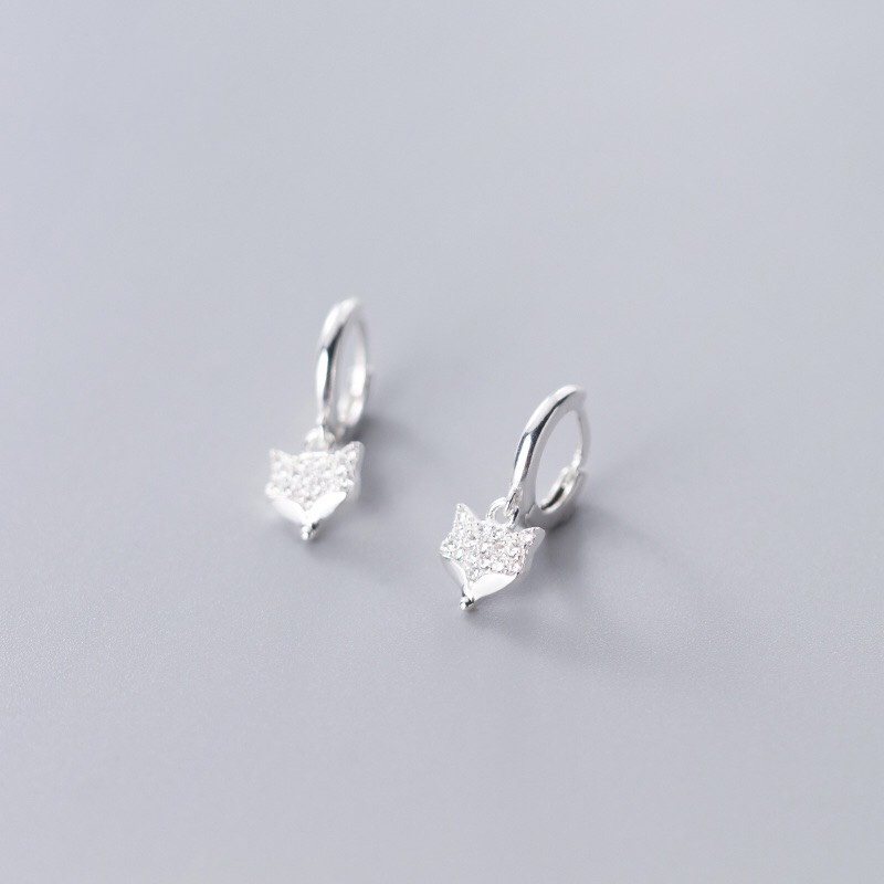 KhuyênTai Bạc Nữ MIRASON Mặt Hồ Ly Nạm Đá Cao Cấp Mang Lại May Mắn MBT232 - Bông Tai, Hoa Tai Nữ Bạc