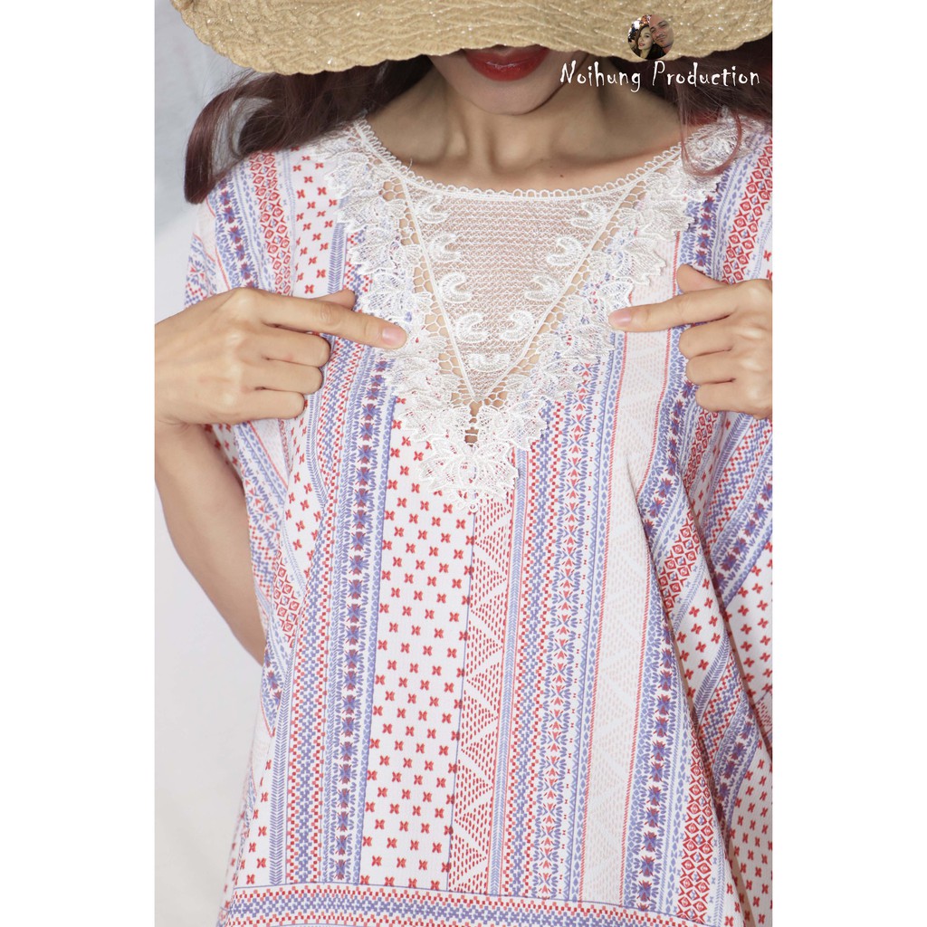 40-80kg Váy đầm dáng suông ngắn họa tiết kẻ vintage boho bohemian đi biển đẹp rẻ sexy hotgirl form rộng bigsize