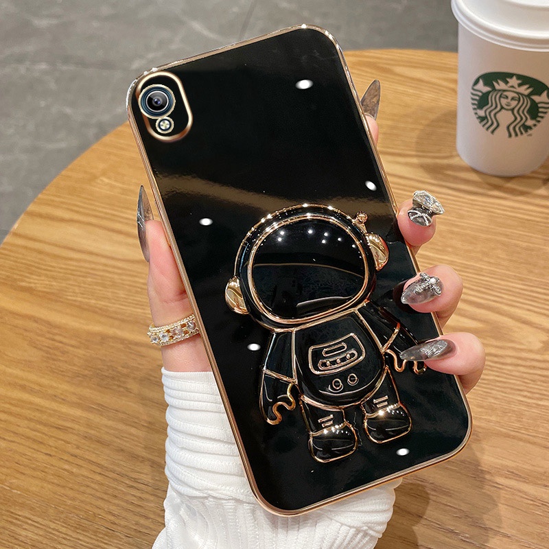 Ốp Điện Thoại Màu Kẹo Hình Phi Hành Gia Có Giá Đỡ Cho VIVO Y91C Y91 Y1S