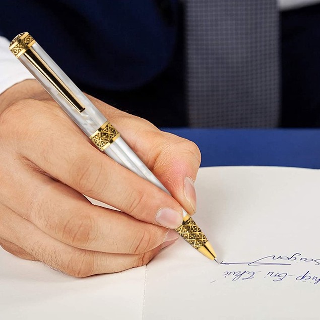 Bút Ký Cao Cấp BLUSAIGON Champion Khảm Trai Trắng Bắc Úc 020009002 - Khoen Vàng