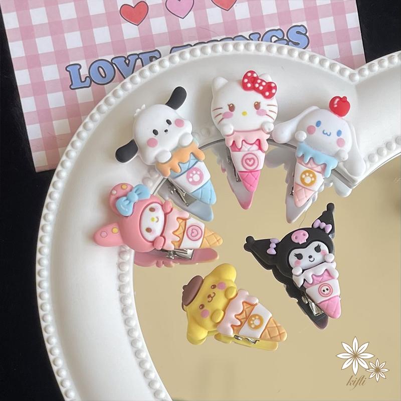 Kẹp Tóc Sanrio Hình Kem Ốc Quế Mini Dễ Thương Cho Bé Gái