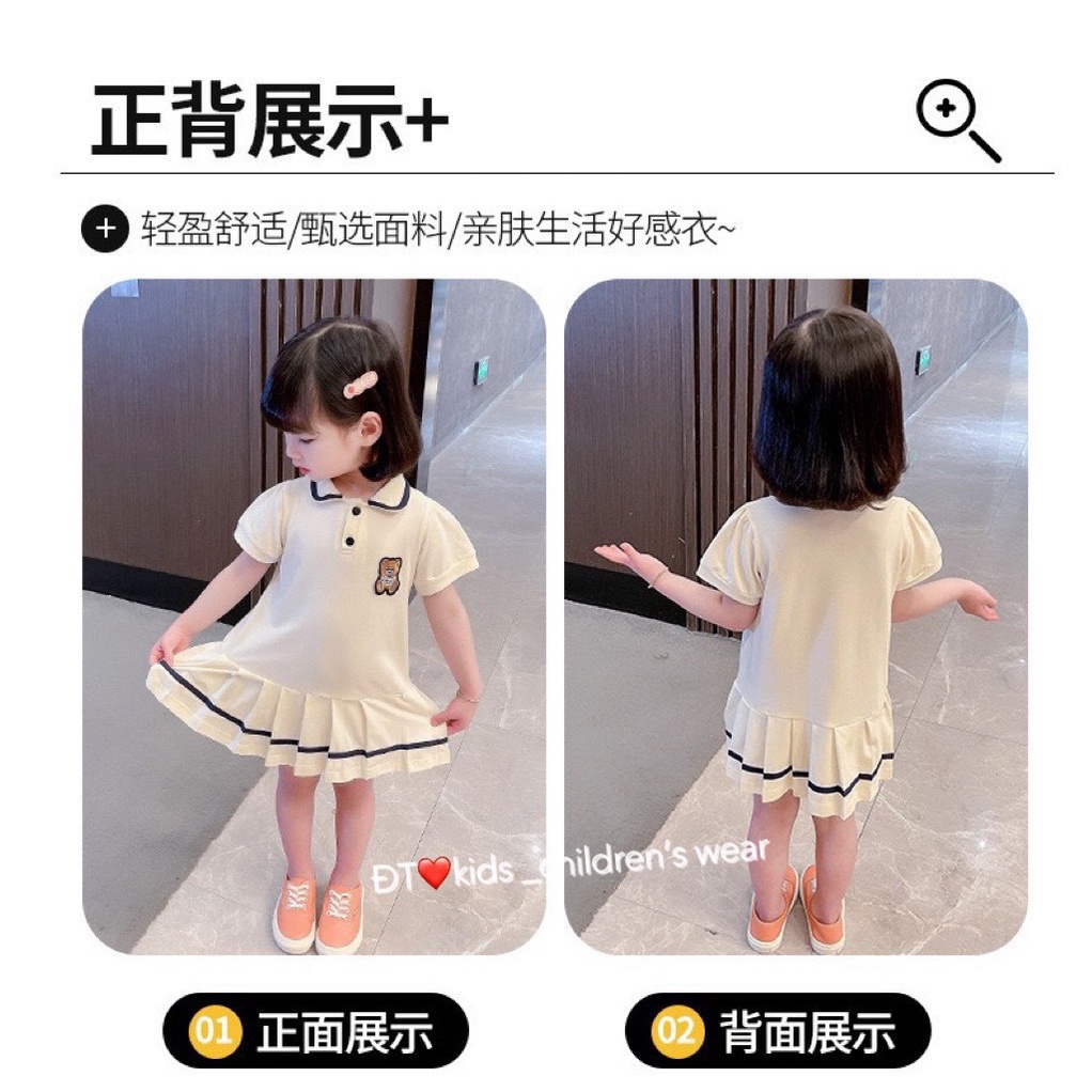 Váy Cotton viền đen cho bé gái