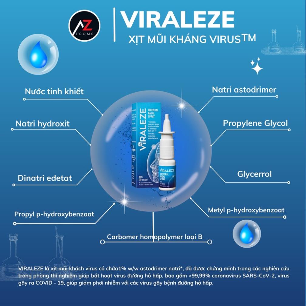 Xịt mũi Viraleze 10ml kháng và diệt virus SARS-CoV-2 hiệu quả