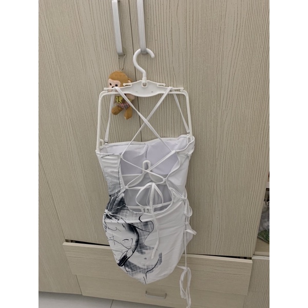 (Mẫu mới 2023) Bikini một mảnh thời trang hè Hàn Quốc cột dây eo siêu cá tính màu trắng đen hoạ tiết lạ
