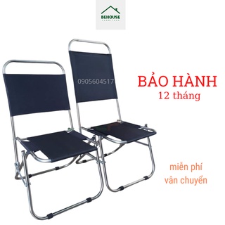 Ghế xếp inox cà phê cafe lưng thấp vải bố du lịch dã ngoại câu cá