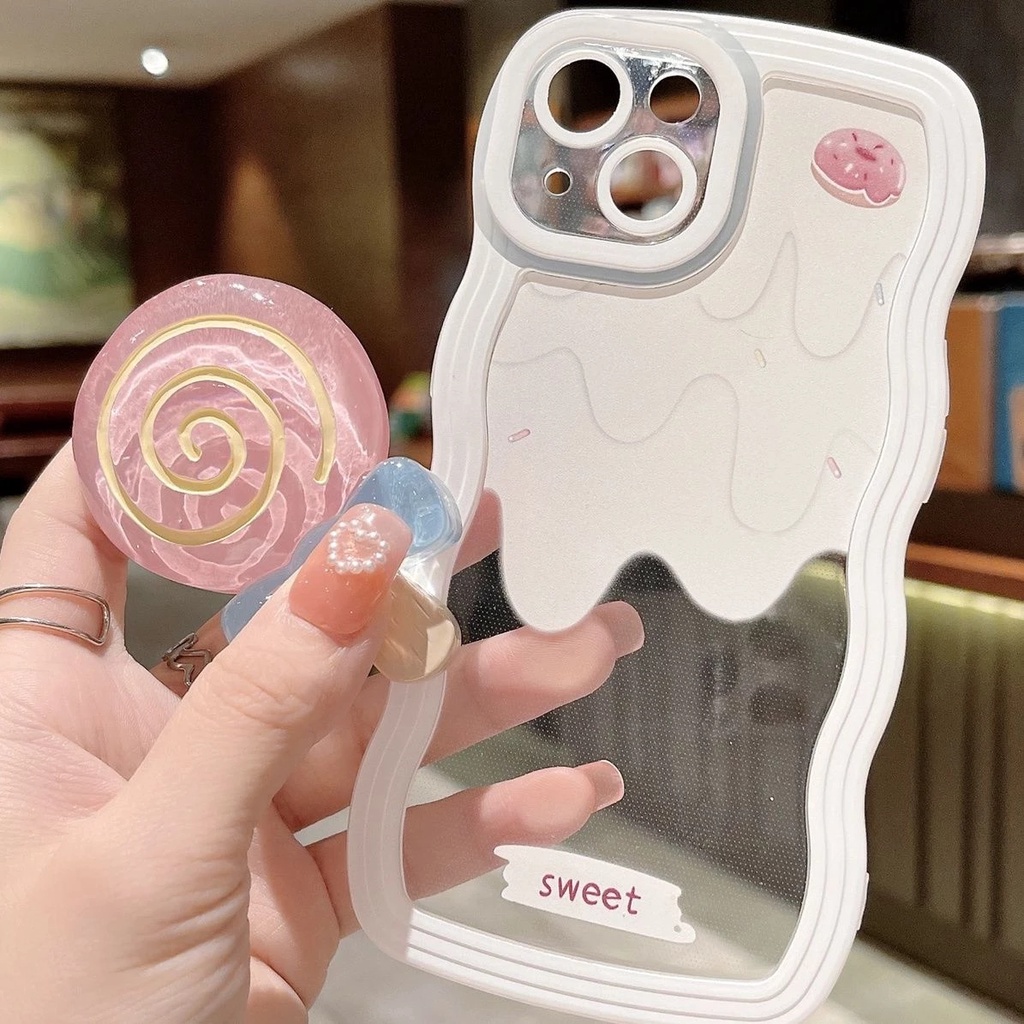 Ốp Điện Thoại TPU Mềm Trong Suốt Có Giá Đỡ Hình Que Kem 3D Dành Cho IPhone 11 12 13 Pro Max