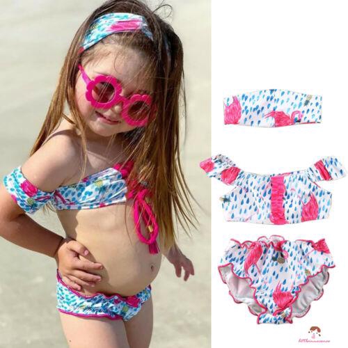 Bộ Bikini 2 Mảnh In Hình Hồng Hạc Dễ Thương Cho Bé Gái Từ 1-6 Tuổi