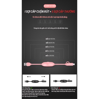 Cáp sạc cuộn rút CAFELE MACARON 2 in 1 Lightning / Micro USB