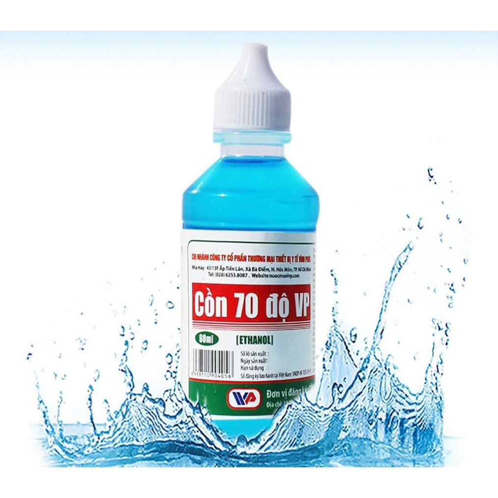 Cồn 70 Độ VP màu xanh (60ml / Lốc 10 Chai)