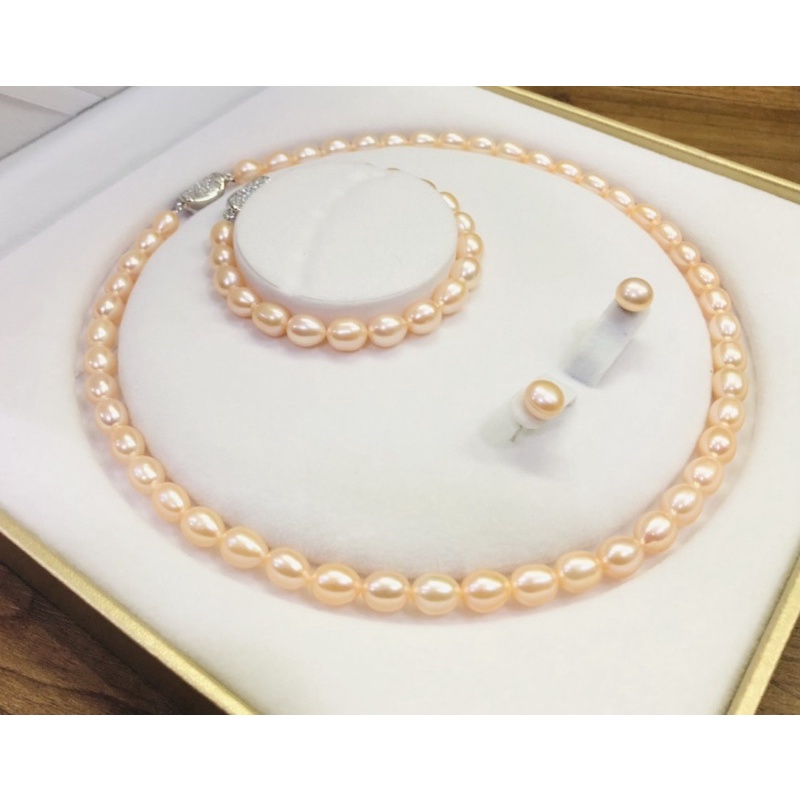 Bộ trang sức 3 món hạt gạo 8ly sáng 5A