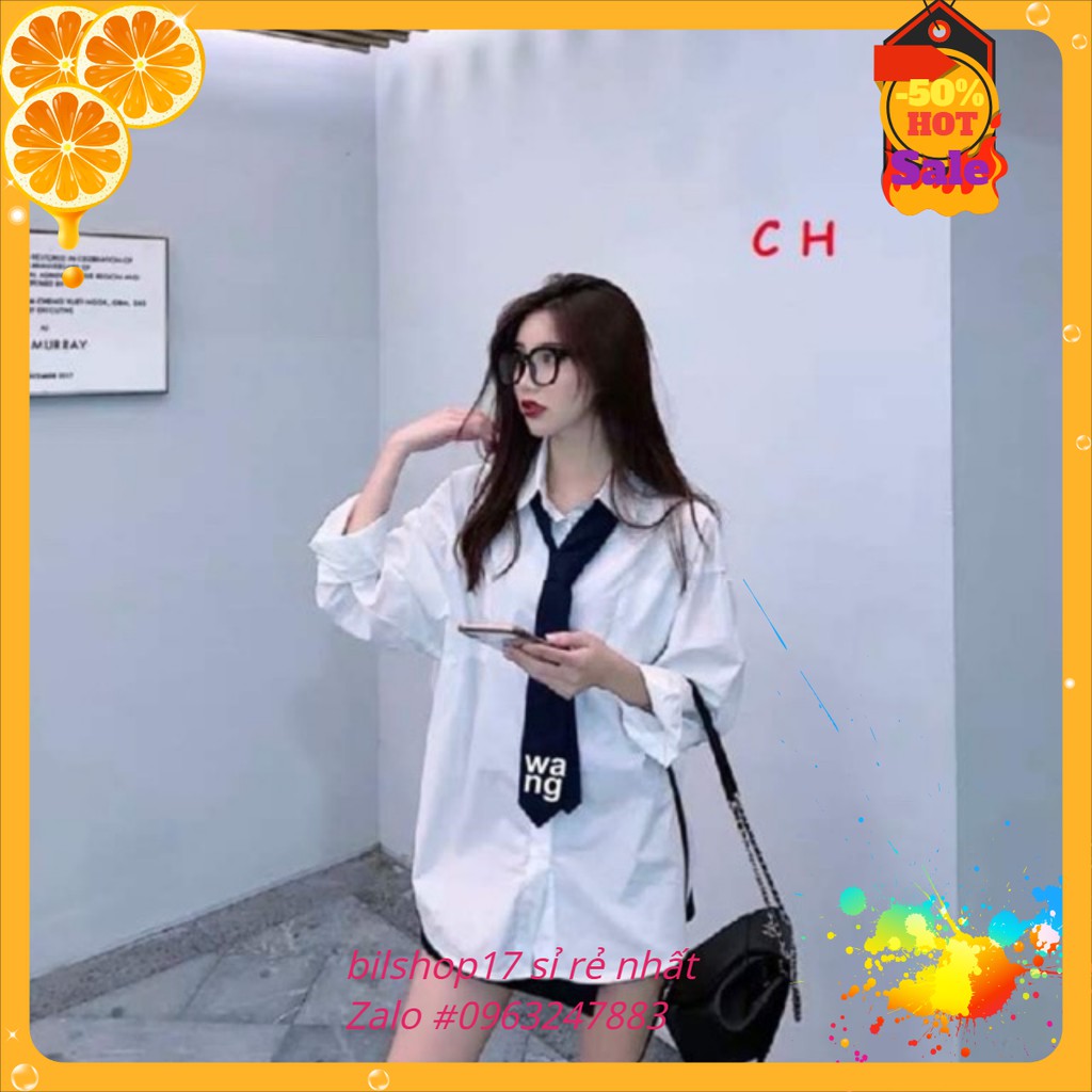 Áo sơ mi nữ form rộng, màu trắng dài tay phong cách hàn quốc - Bilshhop17 | BigBuy360 - bigbuy360.vn