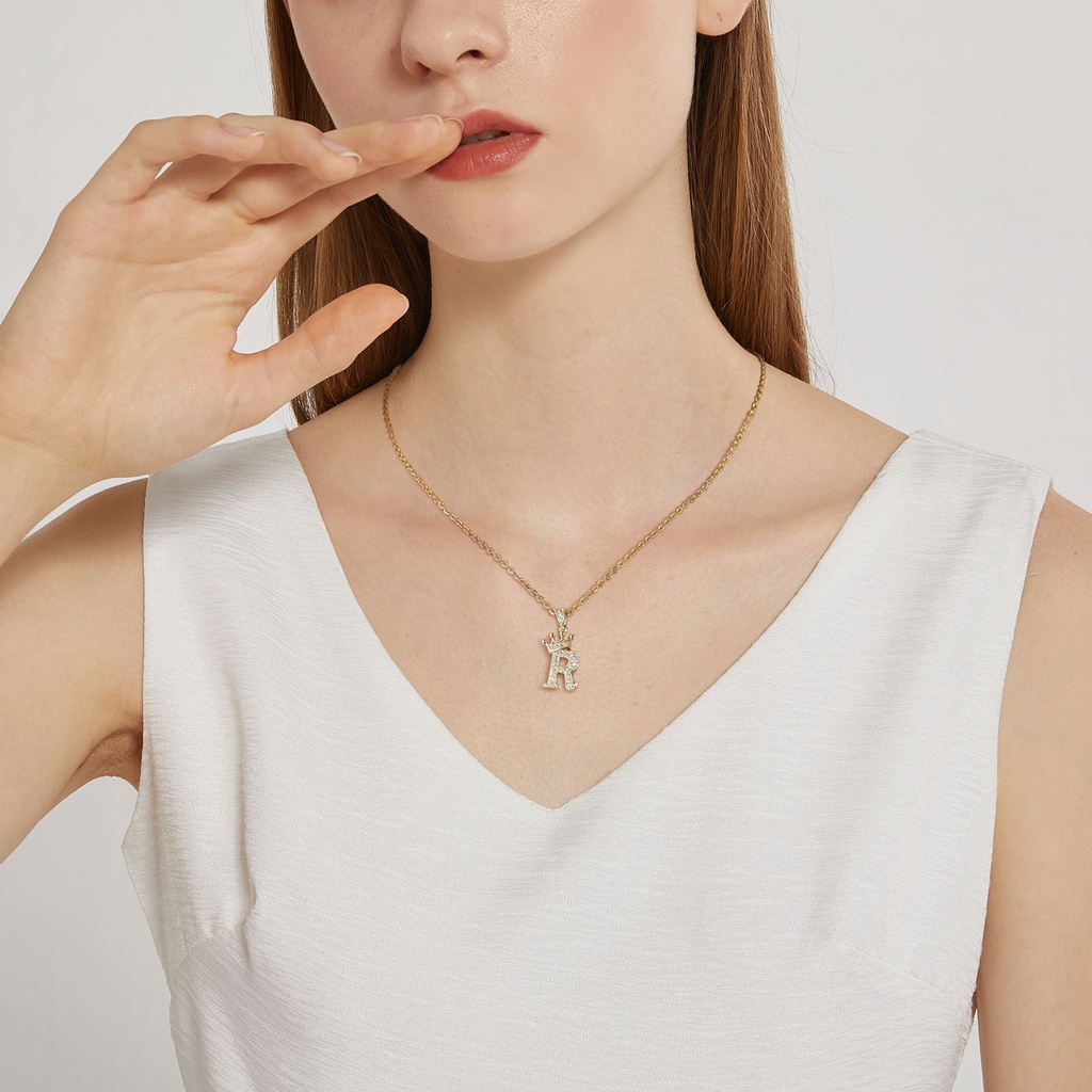 Vnox Vòng cổ Mạ Vàng 18k Mặt Hình Chữ Cái Thời Trang