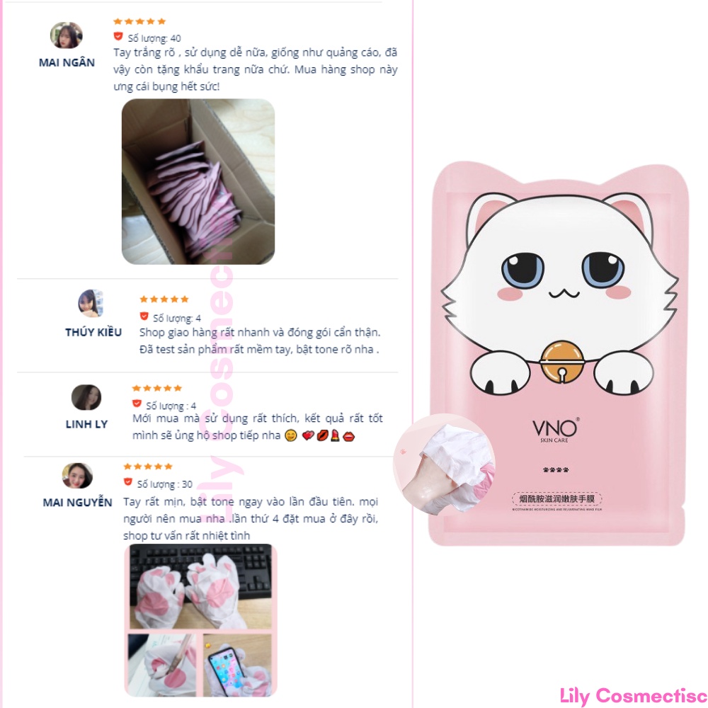 Mặt Nạ Ủ Tay Phối Hoạ Tiết Chân Mèo Giúp Dưỡng Ẩm Và Dưỡng Da Tẩy Tế Bào Da Chết Bảo Vệ Da Chống Lão Hóa Da