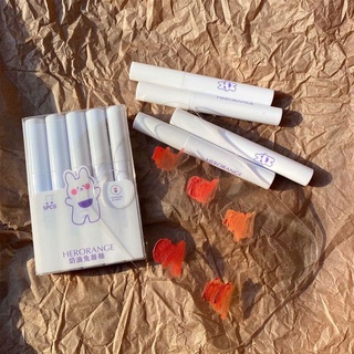 Set 5 cây son kem lì herorange thỏ trắng