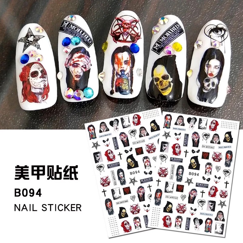 sticker halloween 3d dán móng tay nail