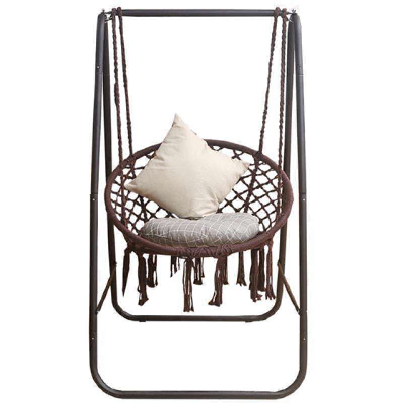 Xích đu thư giãn có cần treo - đọc sách báo swing cotton macrame cao cấp nhẹ nhàng lãng mạng màu Cafee