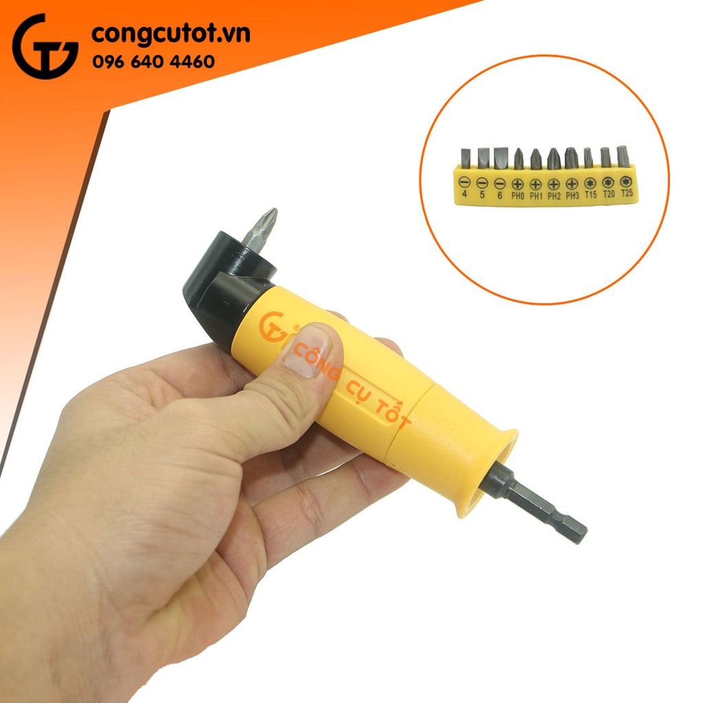 Đầu chuyển hướng bắt vít 90° tặng kèm 10 mũi bắt vít