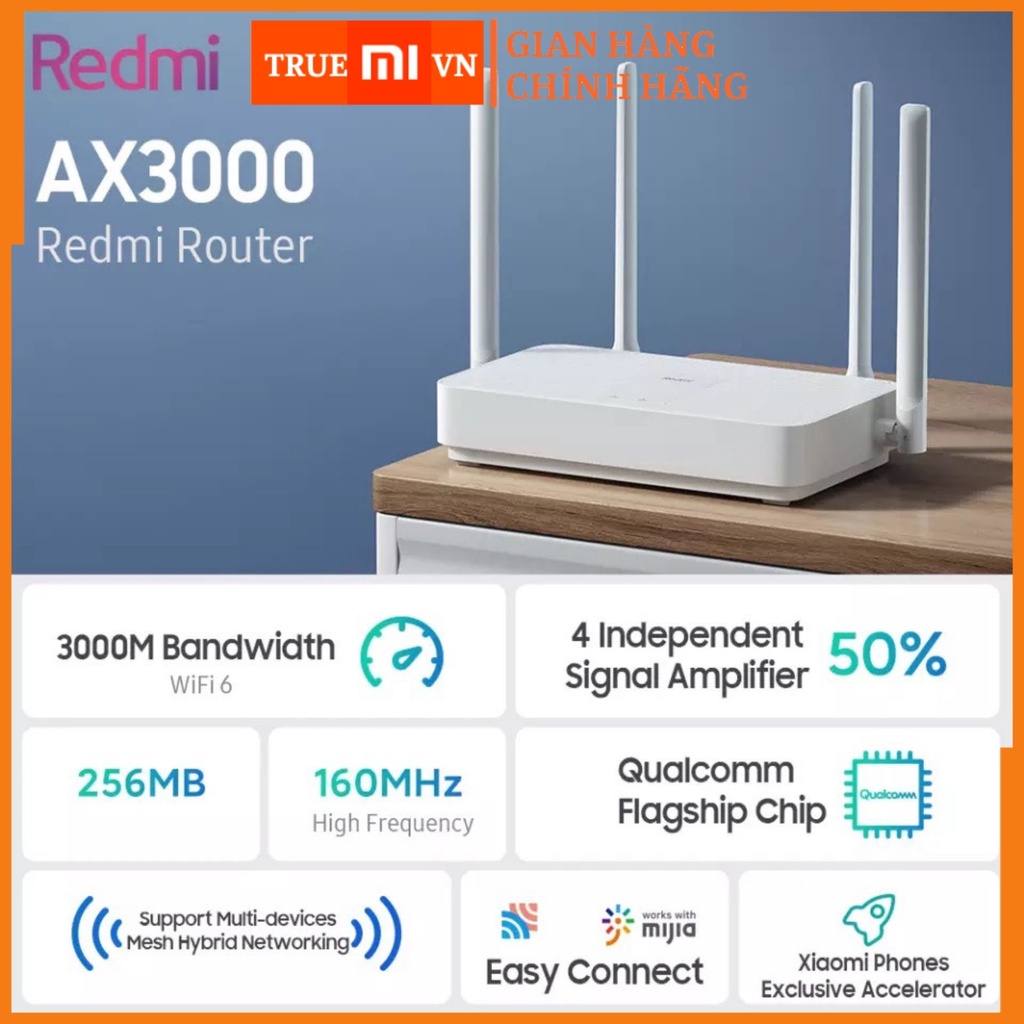 Bộ phát Wifi Redmi AX3000/AX6 hỗ trợ Wifi 6 Mesh 3000Mbps