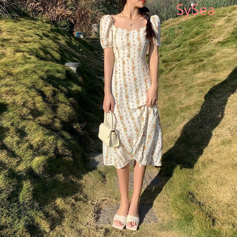 Đầm Hoa Phối Nơ Phong Cách Vintage Thời Trang Mùa Hè