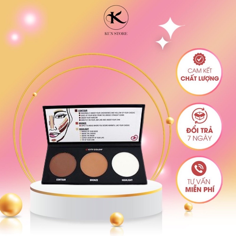 Phấn Tạo Khối 3 Ô City Color Contour Effects Palette Phấn Tạo Khối Khuôn Mặt Giúp Gương Mặt Bừng Sáng