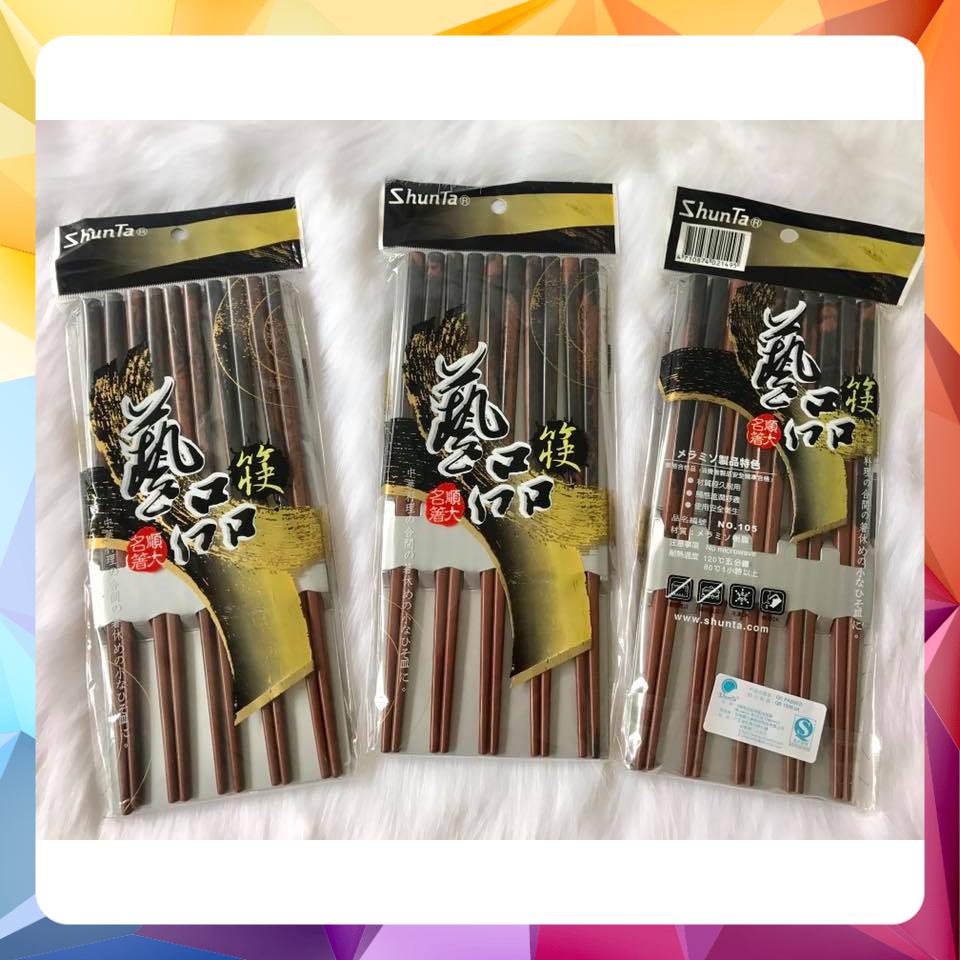 Đũa Nhật ShunTa Vân Gổ Trơn Cao Cấp 22.5cm 10 đôi/bao