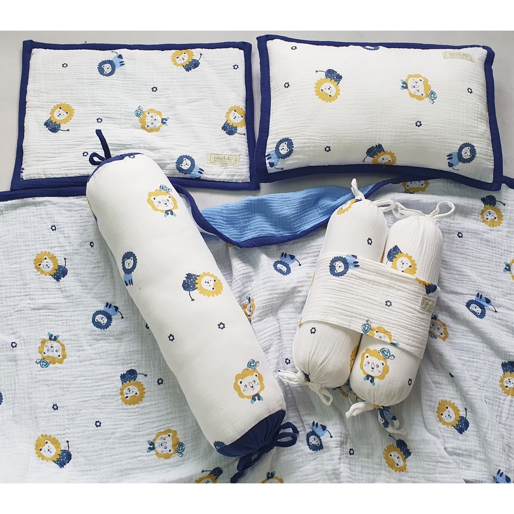 Set chăn gối xô muslin cho bé lớn