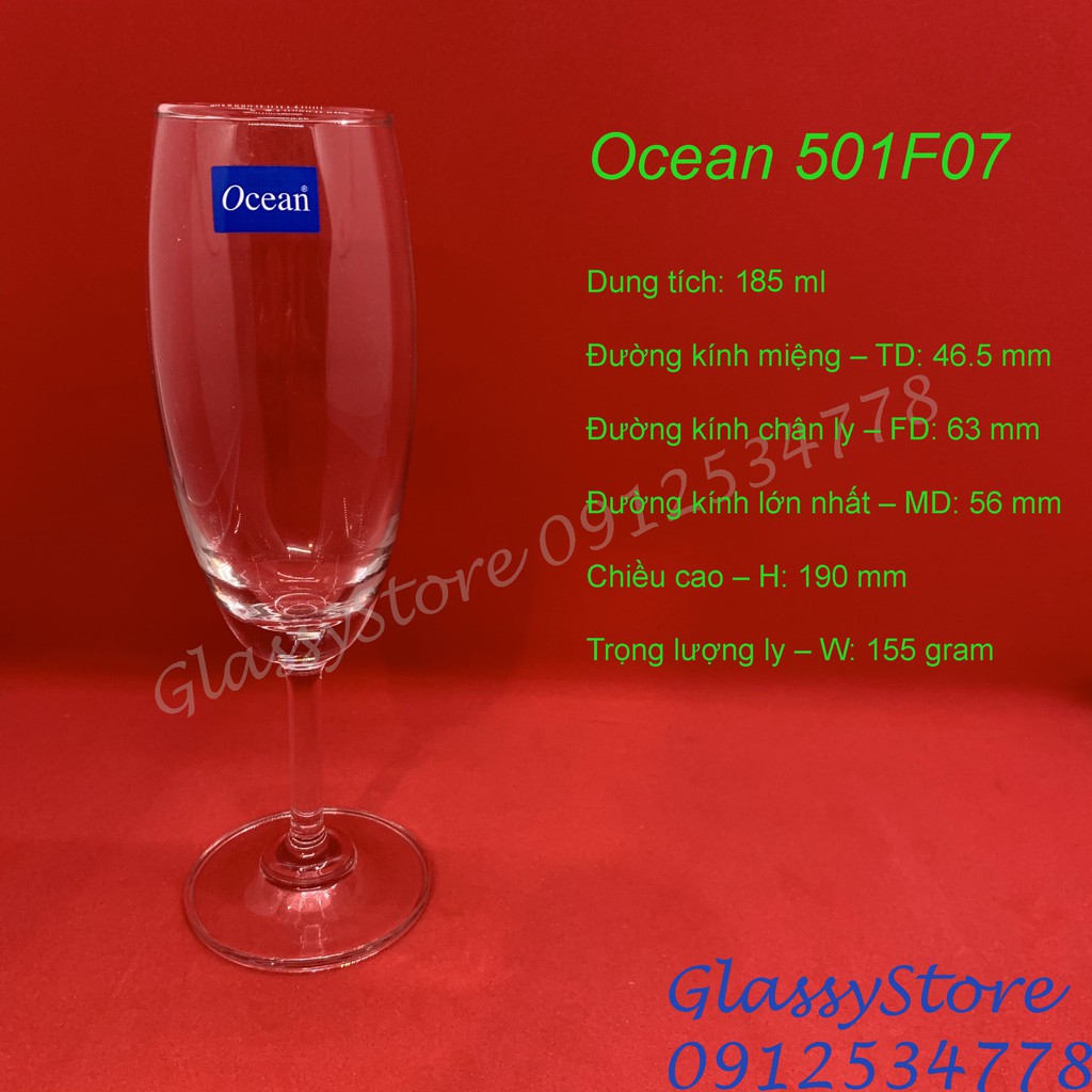 Ly  rượu thủy tinh Ocean Champagne Flute - 185ml - 1501F07