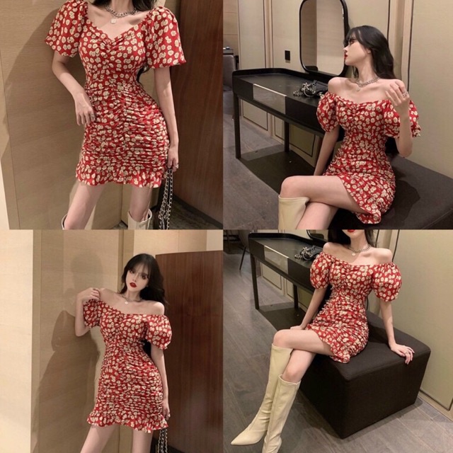 Đầm hoa lụa măc 2 kiểu nhúng siêu xinh