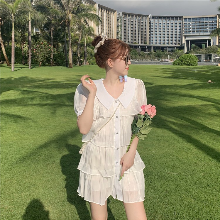 JANE'S sẵn Đầm sơ mi tầng  tiểu thư Voan lụa sương óng ánh chất đẹp xinh xắn HÀNG QUẢNG CHÂU J0288 | BigBuy360 - bigbuy360.vn