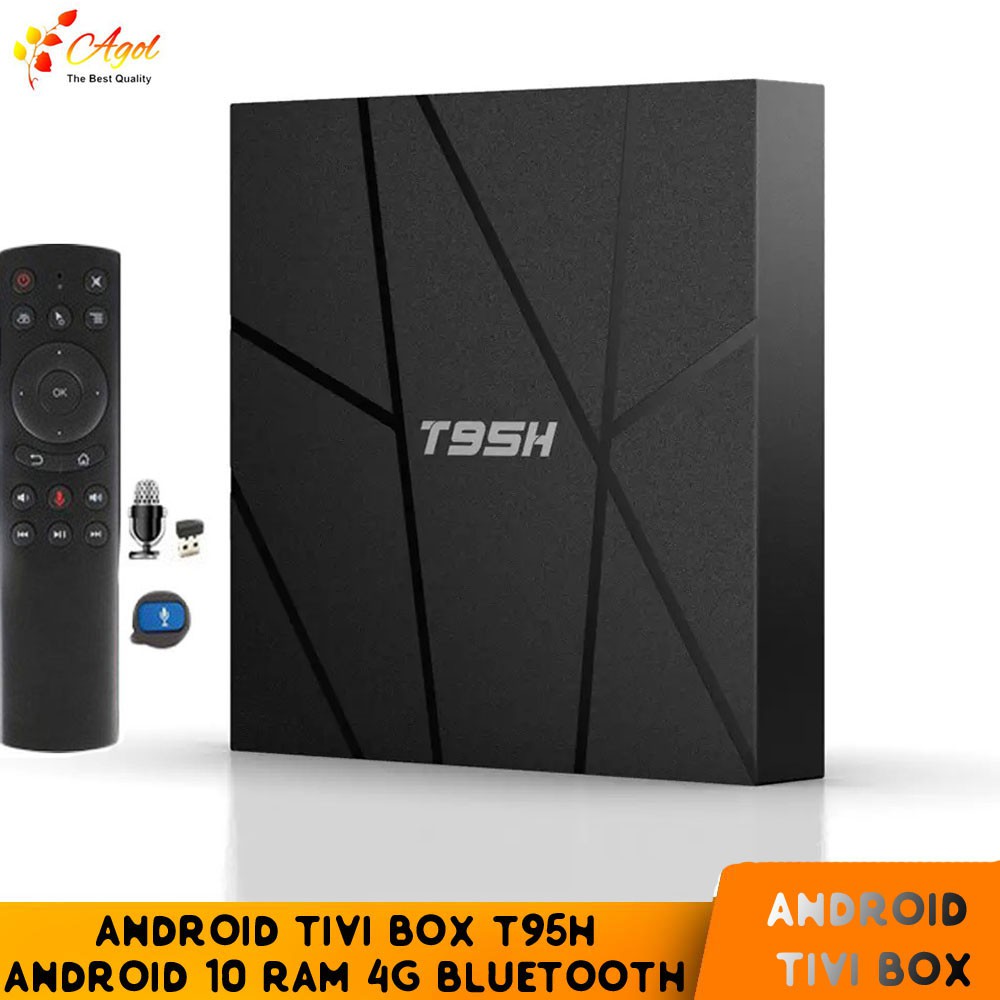 Android tivi box T95h 4GB RAM 32GB ROM android 10 điều khiển giọng nói voice cài sẵn các ứng dụng