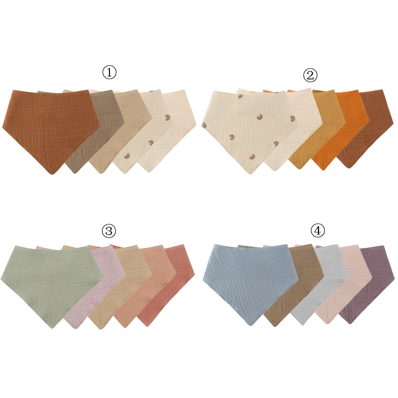 Bộ 5 Yếm Ăn Cotton Mềm Mại Thấm Hút Tốt Cho Bé