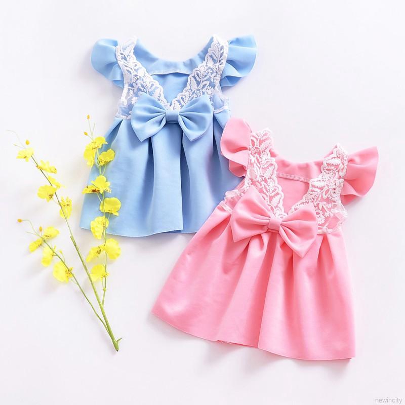 Đầm xòe công chúa cánh tiên có nơ dễ thương xinh xắn cho bé gái