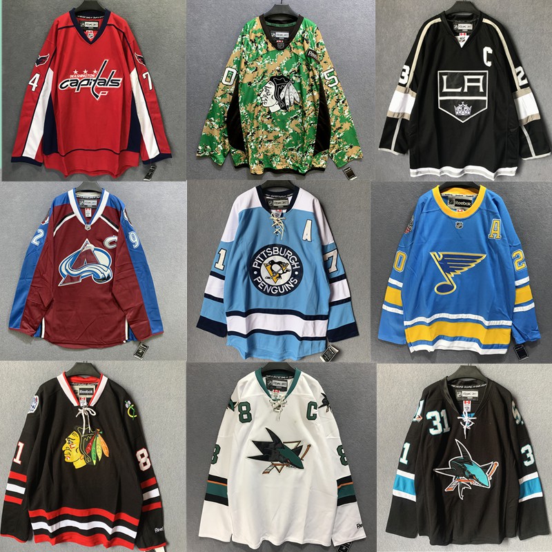 Nhl Áo Thun Dài Trung Bình Cỡ Lớn Thêu Họa Tiết Khúc Côn Cầu Phong Cách hip hop Đường Phố Âu Mỹ Cổ Điển