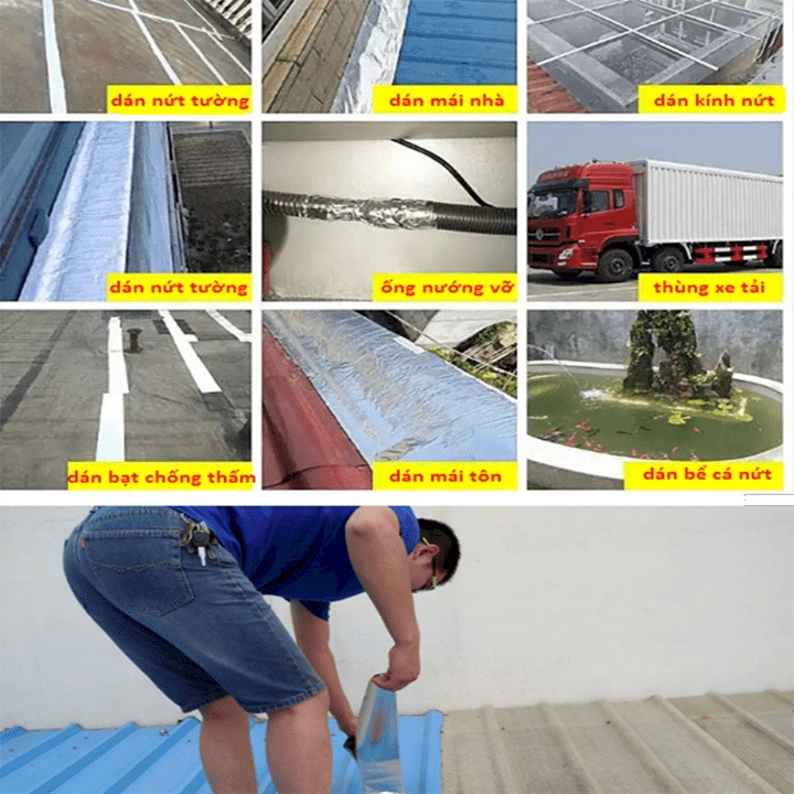 Băng keo chống thấm nước siêu dính X2000 Nhật Bản 20cm x 5m - Băng dính chống thấm dột dán tường mái tôn ống nước
