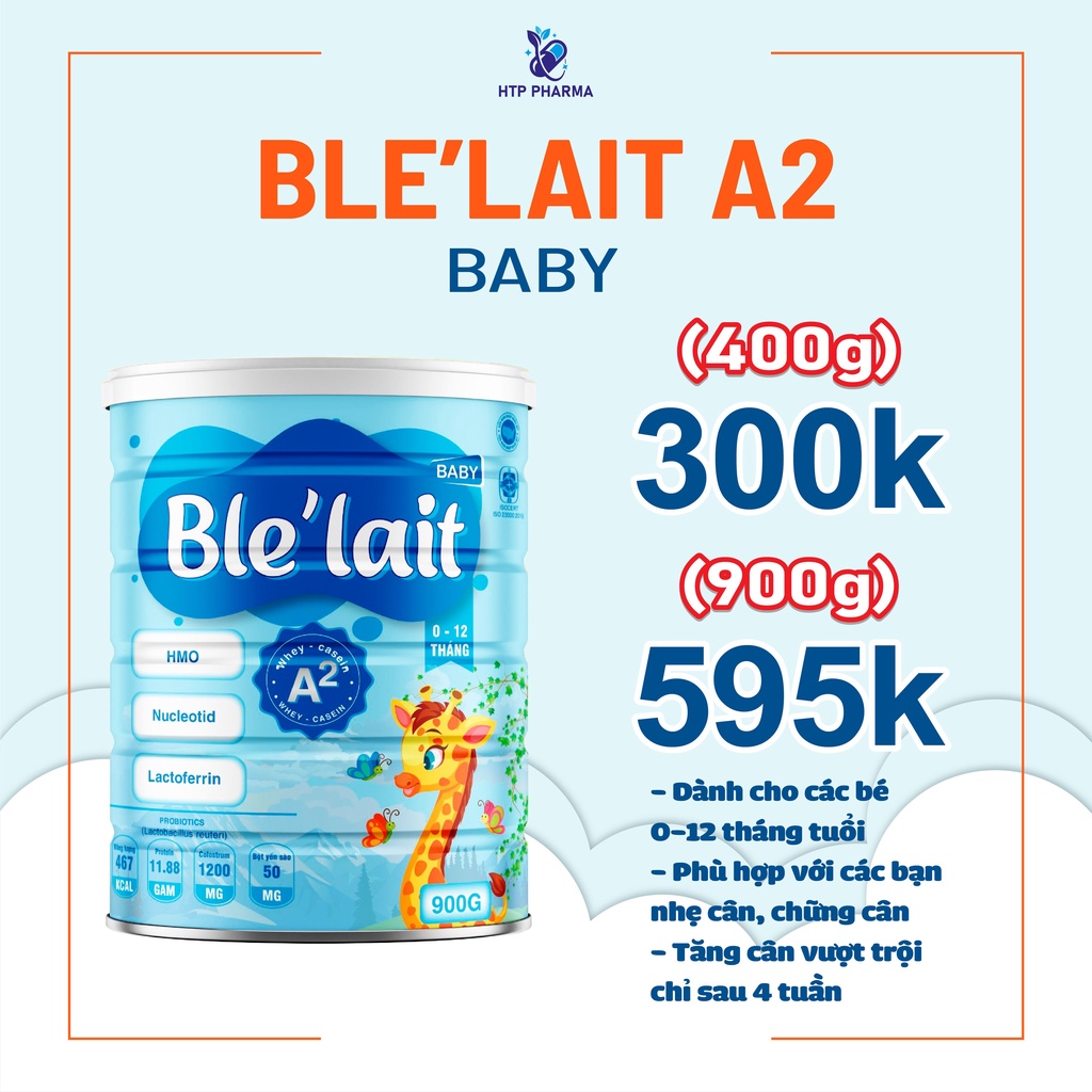 Sữa Ble' Lait A2 Baby Lon 400g - 900g  tăng cân tăng chiều cao cho bé