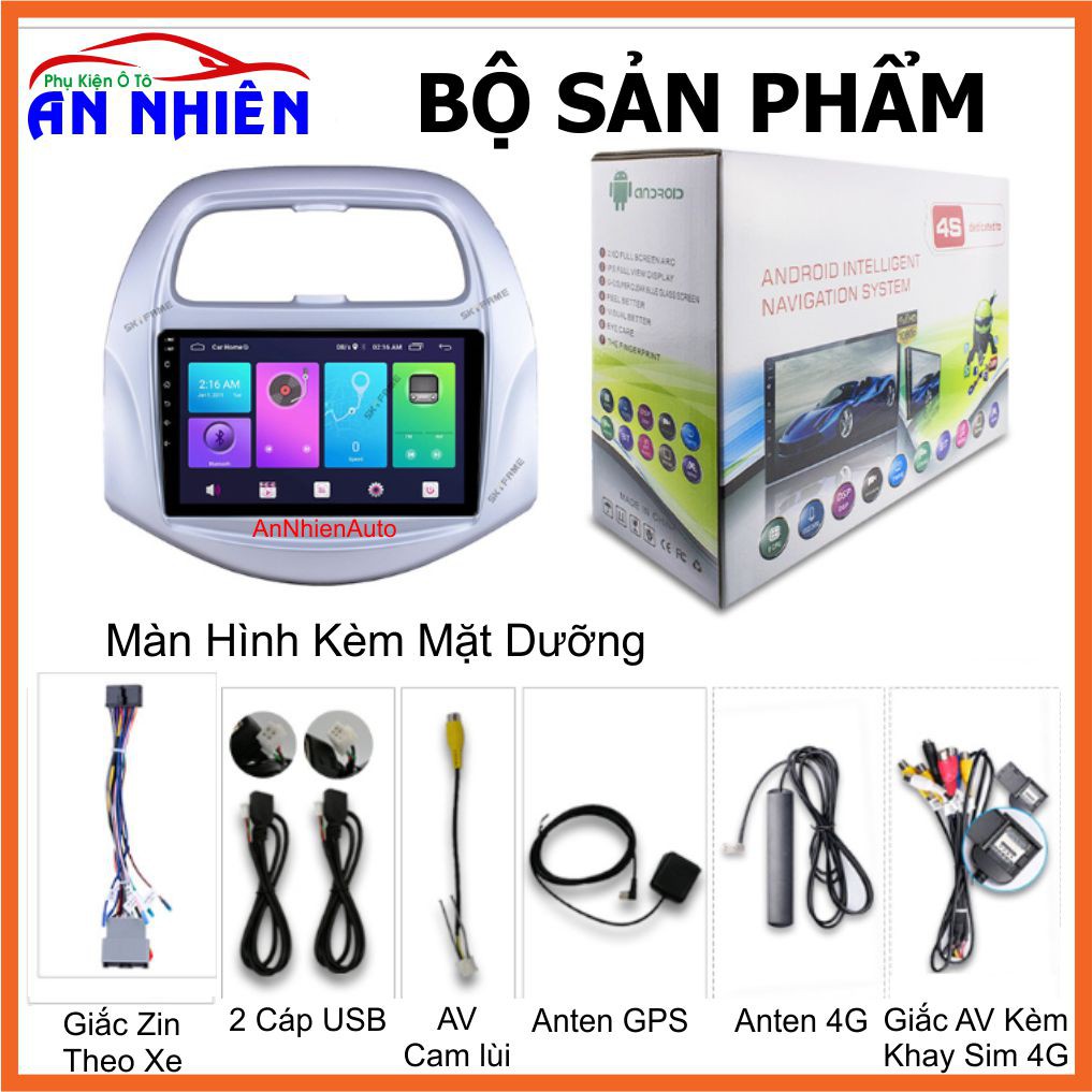 Màn Hình Android 9 inch Cho Xe SPARK 2017-2020 - Đầu DVD Chạy Android Kèm Mặt Dưỡng Giắc Zin Cho Chevrolet Spark