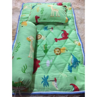 Bộ gối nệm cho bé đi học nhà trẻ Cotton Thắng Lợi họa tiết hoạt hình trẻ em