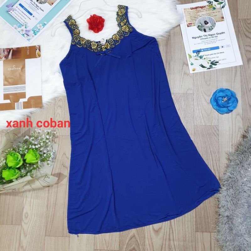 [Video+Ảnh Thật] Đầm Thun Lạnh, Đầm Ngủ Dây Bản Phối Ren | BigBuy360 - bigbuy360.vn