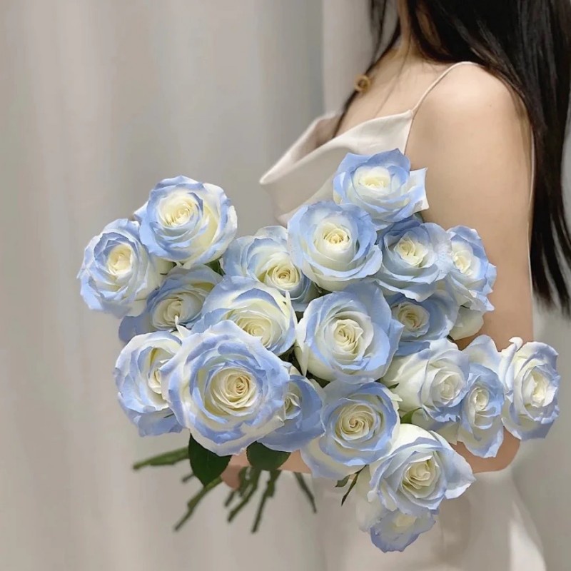 1 nhánh hoa hồng xanh đá nhân tạo dưỡng ẩm trang trí nhà cửa