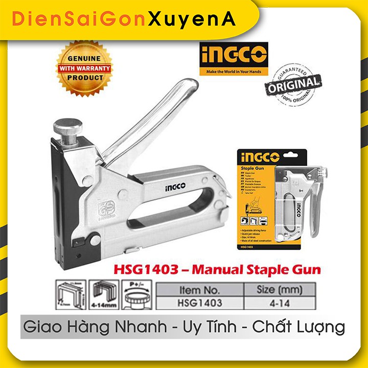 Kìm bấm đinh ghim gỗ điều chỉnh tăng lực 4-14mm INGCO HSG1403